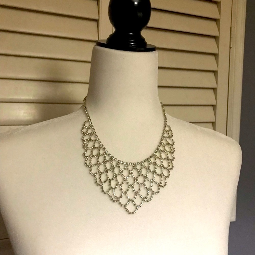 Vintage rhinestone bib necklace (from late 1990s). In perfect condition.